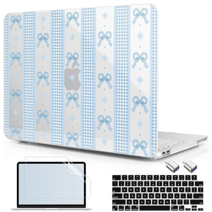 Compatible with MacBook Neo 13 inch (2026 Release A3404) (A18 Pro) with Liquid Retina Display, Printed Slim Protective Case with Screen Protector & Keybaord Cover, Blue Bowknot - color: Blue bowknot