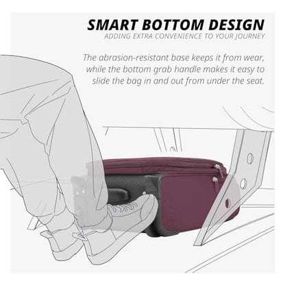 Verage Underseat Carry On Luggage with Wheels,16-Inch Rolling Underseat | Personal Item Bag,Airline Approved, Laptop Compartment, USB Charging Port - color: Grape red, size: 16-Inch Rolling Underseat