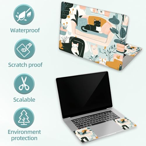 Universal Laptop Skin Decal, 3-Piece Vinyl Protector for 12 13 14 15.6" Notebook, Waterproof Anti-Scratch, Easy Trim & Bubble-Free Finish, Featuring Cats Lounging on Cozy - color: Featuring Cats Lounging on Cozy