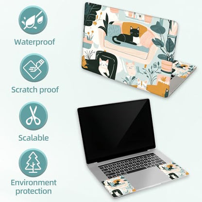 Universal Laptop Skin Decal, 3-Piece Vinyl Protector for 12 13 14 15.6" Notebook, Waterproof Anti-Scratch, Easy Trim & Bubble-Free Finish, Featuring Cats Lounging on Cozy - color: Featuring Cats Lounging on Cozy