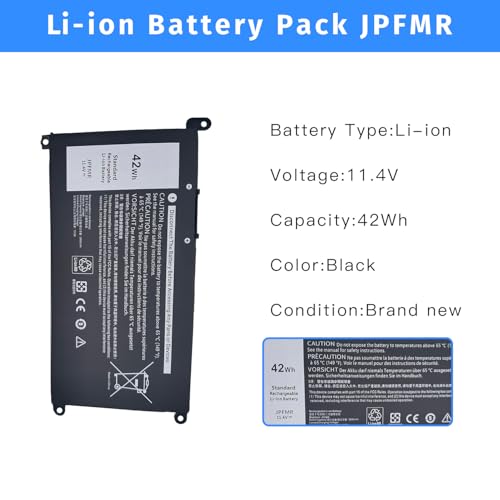 JPFMR Laptop Battery Replacement for Dell Chromebook 3100 3400 2-in-1 5488 5493 5593 P90F Series Notebook 0JPFMR 7MT0R 7MTOR 16DPH 7T0D3 07T0D3 DN33X RDNP5 65N6H [11.4V 42Wh]