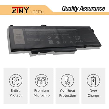 64Wh GRT01 Laptop Battery Replacement for Dell Latitude 5421 5431 5521 5531 | Precision 3470 3561 3571 3581 3591 Mobile Workstation Alienware m17 R5 AMD Gaming Battery 00P3TJ 0P3TJ 0R05P0 05RGW 4-Cell - size: 9.25*3.58*0.28 inch GRT01