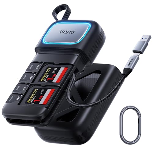 llano SD/Micro SD 3.0 Card Reader Holder Case, USB 3.2 Gen1(5Gbps) | 4*SD 8*Micro SD UHS-I Memory Crads Storage, F13 2 in 1 160MB/S Plug&Play for iPhone, Android, MacBook, Laptop, Cameras