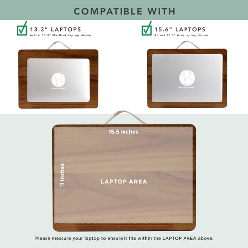 ROSSIE Home Acacia Wood Easel Lap Desk – Java, Fits 15.6” Laptops | Adjustable 7-Level Laptop Stand, Portable Workstation with Open Storage - color: Java