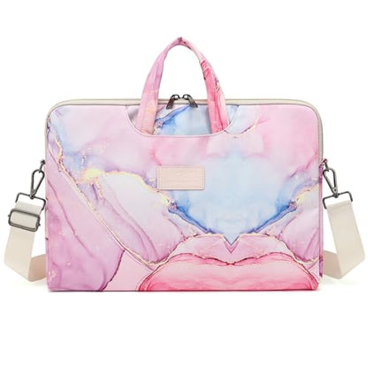 DACHEE Laptop Shoulder Bag for 15 Inch/15.6 Inch Macbook Pro - color: Pink Marble Shoulder