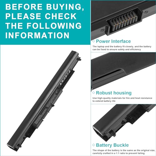 807956-001 Laptop Battery for HP Spare 807957-001 807612-421 807611-421 807611-131 HS04 HS03 HSTNN-LB6U 15-AY039WM 15-AY041WM 15-AY009DX 15-AY052NR TPN-I119 TPN-I120 TPN-I124 240 245 246 250 256 G4/G5 - size: 10.79*0.9*0.82inch