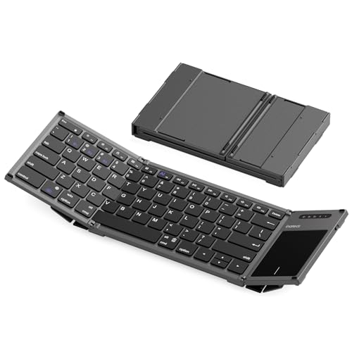 Inateck Foldable Mini Keyboard with Trackpad, 3-Device Bluetooth | For iOS/Android/Windows, QWERTY Layout, Ultra-Portable, Pocket-Sized, KB06101