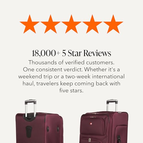 SWISSGEAR Sion Softside Expandable Spinner Luggage Durable Lightweight Travel Suitcase, Merlot, Checked-Large - color: Merlot, size: Checked-Large