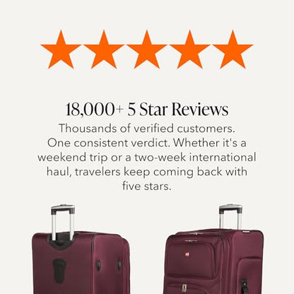 SWISSGEAR Sion Softside Expandable Spinner Luggage Durable Lightweight Travel Suitcase, Merlot, Checked-Large - color: Merlot, size: Checked-Large