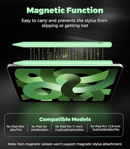 CMARS Active Stylus Pen for Touchscreen, Universal Tablet Pencil for Apple iPad/iPhone/Samsung/Huawei/Xiaomi/Android and More Devices, Rechargeable Digital Pens with Magnetic Function - Gr - color: Green