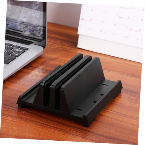 GANAZONO Adjustable Vertical Laptop Stand with Dual Slots Desktop Holder for Laptops Tablets and Phones Space Saving Organizer with Padded Protection and Nonslip Base