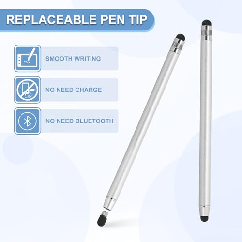 PATIKIL 5 Pcs Stylus Pens for Touch Screens, 2 in 1 High Sensitivity Universal Pen Capacitive Stylus for Phone Tablets Laptop Touch Screen Device, Silver - color: Silver