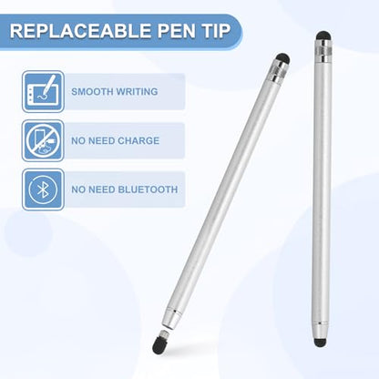PATIKIL 5 Pcs Stylus Pens for Touch Screens, 2 in 1 High Sensitivity Universal Pen Capacitive Stylus for Phone Tablets Laptop Touch Screen Device, Silver - color: Silver