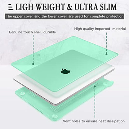 CISSOOK for MacBook Pro 13 Inch M2 M1 Case 2023 2022-2020 Release Green | Hard Shell Case with Keyboard Cover +Screen Protector for MacBook Pro 13 A2338 A2251 A2289 with Touch Bar -Clear Green - color: Clear Green