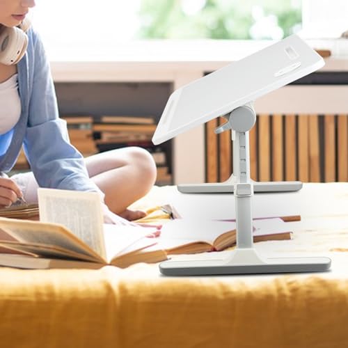 Laptop Desk for Bed, Adjustable Laptop Bed Table, Portable Lap Desk with Foldable Legs, Bed Table with USB Light and Fan, Laptop Bed Tray Table for Sofa Eating Working Writing