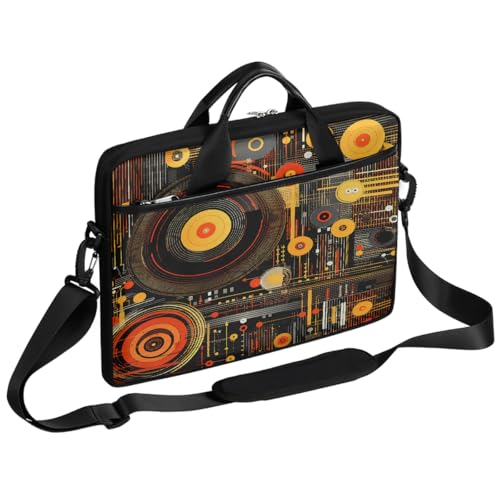 Laptop Shoulder Bag for Women Men, Waterproof Computer Case Messenger Bag Briefcase for Business Office Travel - color: Music Record Cd Vintage