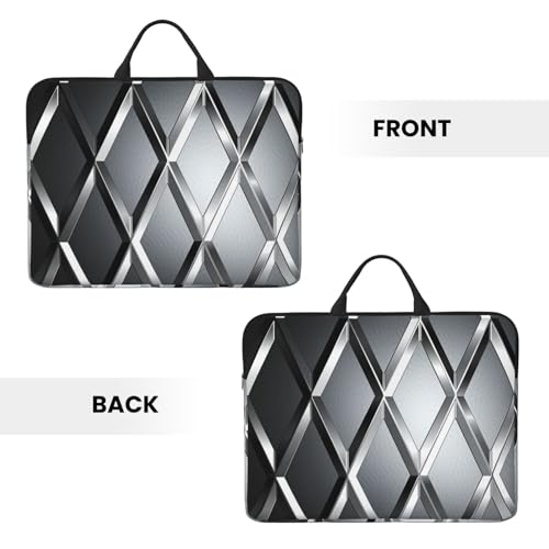 14 Inch Laptop Sleeve Case Waterproof Lightweight Laptop Case Bag Silver Geometric Figure Travel Laptop Bags With Handle Briefcase Messenger Bag For Women Men