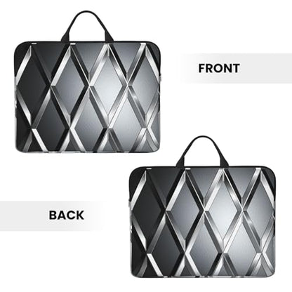 14 Inch Laptop Sleeve Case Waterproof Lightweight Laptop Case Bag Silver Geometric Figure Travel Laptop Bags With Handle Briefcase Messenger Bag For Women Men