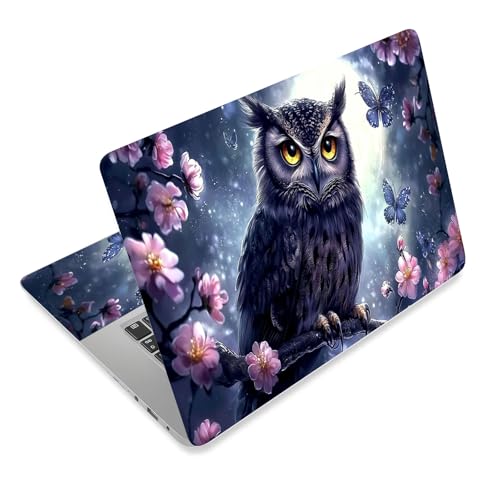Laptop Skin Sticker Decal for 12 13 13.3 14 15 15.6 in, Universal Vinyl Waterresistant Protector Cover for Notebook PC Netbook, Computer Decor for Women Girls Moonlit Owl - color: Moonlit Owl