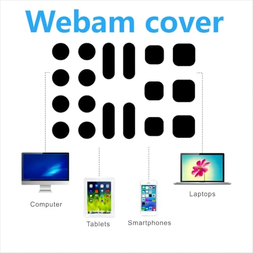 Universal Webcam Cover Stickers - Privacy Protection Accessory, No Residue Application, Safe Screen Closure - Dots,Squares and Bars, 18 Pieces - Black - color: Black18
