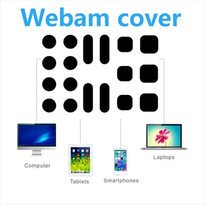 Universal Webcam Cover Stickers - Privacy Protection Accessory, No Residue Application, Safe Screen Closure - Dots,Squares and Bars, 18 Pieces - Black - color: Black18