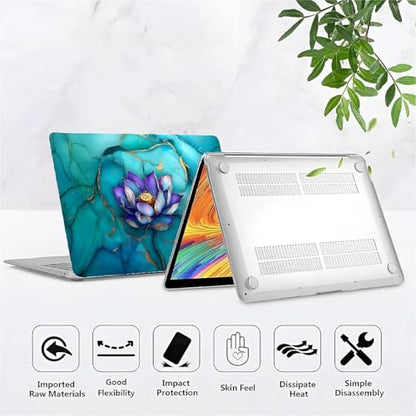 for MacBook Pro 14 Inch Release 2021/2023 Model A2442/A2779 Clear Computer Case,Hardshell Laptop Case Marble Textured Lotus Flower - color: Marble Textured Lotus Flower, size: A2442/A2779(14 inch)-Clear