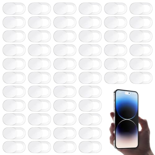 60 Pcs Phone Camera Cover Slide,Ultra-Thin Front Camera Cover for Phone | Cameras Blocker For Phone,Laptops & Computers, 0.004 In ABS Webcam Blocker to Protect Privacy & Security (White)