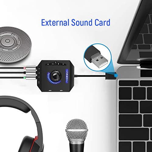 7.1 Channel USB Sound Card Adapter External Sound Card USB Audio Adapter with 3.5mm Interface & USB Interface for PC Laptop Gaming Device