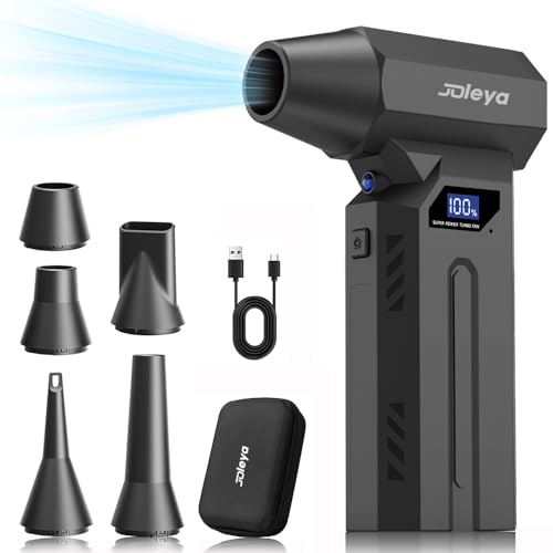 Portable 150W High Speed Turbo Fan air Duster ,130,000RPM led Display 4 Levels Wind Speed and Power, Blowing and Inflating Feature,for Home,outdoor,Car Cordless Air Duster and Rechargeable.Black