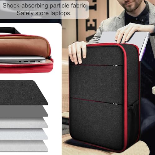 Travel Laptop Backpack with Small Case for 15-16 inch Notebooks, Slim & Expandable Computer Bag for College Business Commute for Men and Women,Black-Red - color: Black-red