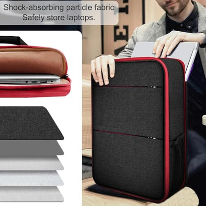 Travel Laptop Backpack with Small Case for 15-16 inch Notebooks, Slim & Expandable Computer Bag for College Business Commute for Men and Women,Black-Red - color: Black-red