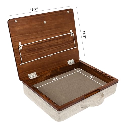 ROSSIE Home Acacia Wood Easel Lap Desk – Java, Fits 15.6” Laptops | Adjustable 7-Level Laptop Stand, Portable Workstation with Open Storage - color: Java