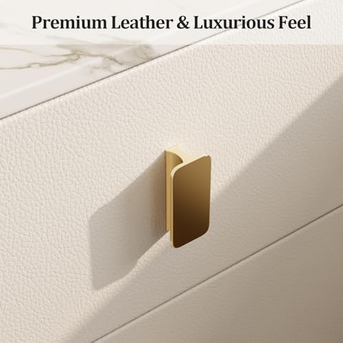 AQIMUELE Narrow Nightstand with Drawers, Narrow Side Table Leather, Small Bedside Tables for Bedroom. (White) - color: White, size: 15.7''W x 15"D x 22.8"H