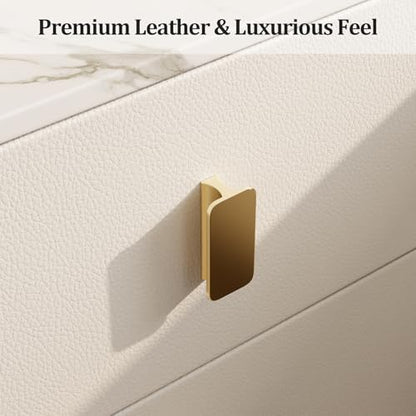 AQIMUELE Narrow Nightstand with Drawers, Narrow Side Table Leather, Small Bedside Tables for Bedroom. (White) - color: White, size: 15.7''W x 15"D x 22.8"H