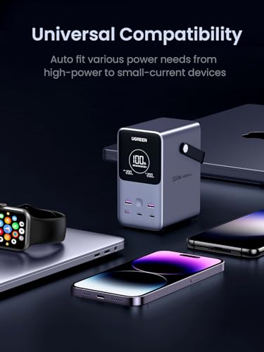 UGREEN 300W 48000mAh 300W 5-Port Power Bank for MacBook Pro & iPhone 17 Pro | Digital display, lighting & SOS mode. 153Wh 300W output. Perfect for laptop/phone