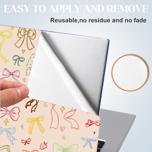 SUPERDANT 3Pcs Lovely Bowknot Laptop Skin 14.9x10.6in Cute Bow Trimmable Removable PVC Decal Wrap Sticker Cover for 12 13 14 15 15.6 Inch Notebook Art Protector for Girls - style: Lovely Bowknots