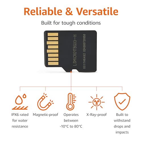 Amazon Basics 1TB microSDXC Card with Adapter for Smartphones, Full HD, Tablets, Drones, Action Cameras, Read Speed Up to 200MB/s, 1-Pack - size: 1TB