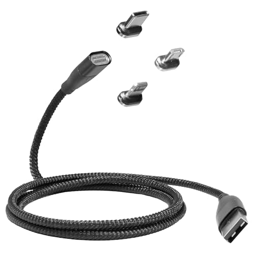 BoxWave Cable Compatible with Garmin DriveSmart 86 - MagnetoSnap PD AllCharge Cable (100W), Magnet Charging Braided USB Type-C Micro - Jet Black