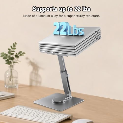 iPad Stand, Height Adjustable with 360 Rotating Base Holder for Desk | Tablet Stand Aluminum Alloy Compatible with i Pad Pro 12.9 11 Air Mini 4 5, 4.7-14'' iPhone, iPad, Tablet and More
