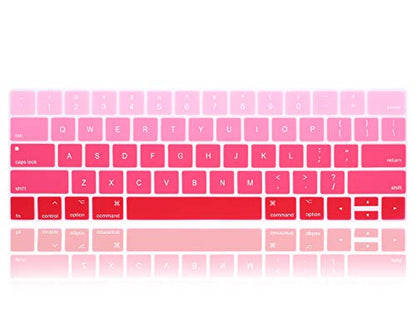 English Silicone Keyboard Cover Skin for MacBook Pro with Touch Bar 13-inch 15-inch (Model A2159, A1989, A1990, A1706, A1707) (2019 2018 2017 2016) USA Layout Protective Skin,Gradient Red - color: Gradient red