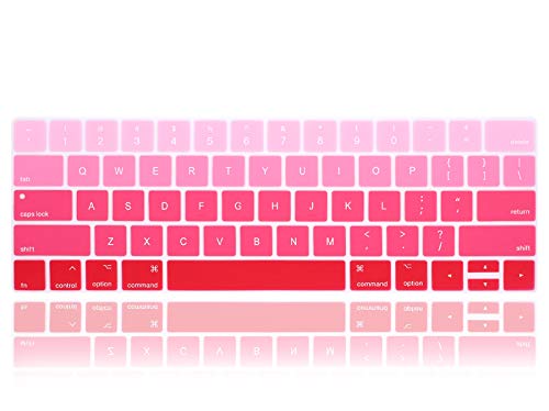 English Silicone Keyboard Cover Skin for MacBook Pro with Touch Bar 13-inch 15-inch (Model A2159, A1989, A1990, A1706, A1707) (2019 2018 2017 2016) USA Layout Protective Skin,Gradient Red - color: Gradient red