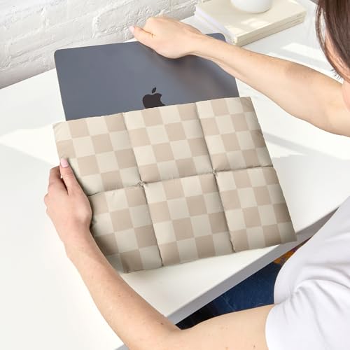 Vandel Puffy Laptop Sleeve 13 inch - 14 inch Waterproof Laptop Sleeve Case, Compatible with 13 inch MacBook Air/Pro 13 / MacBook Pro 14, iPad Pro 12.9, 13.3 in HP Dell, Air Case, Computer Bag Cover - color: u. Grid Neutral Checker