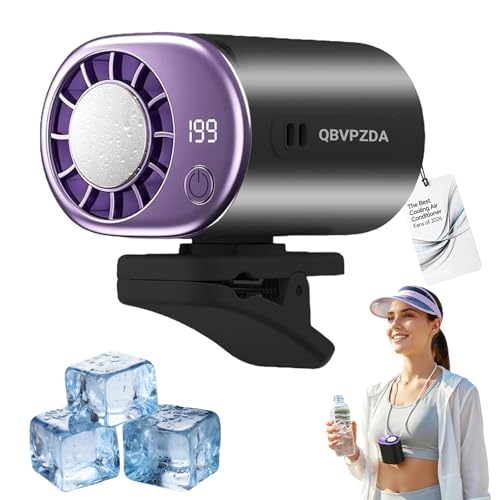 2026 Personal Portable Car Clip-On Air Conditioner Fan with 360° Rotation 199 Speeds Adjustable USB Rechargeable LED Display for Office Car Outdoor Beach (Blackish-gray) - color: Blackish-gray