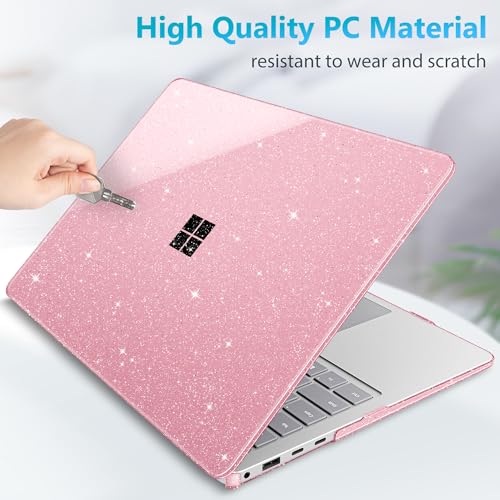 Mektron Glitter Case for 13.8" Microsoft Surface Laptop 8 2026 Fits Surface Laptop 13.8 Inch 7 2024 Cover (Model: 2036),Keyboard Cover +Screen Protector +Dust Plugs, Sparkly Pink - color: Sparkly Pink