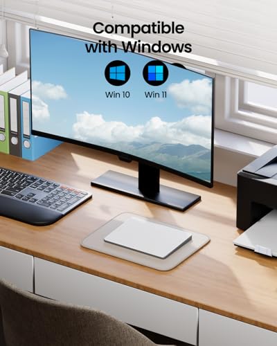 ProtoArc T1 Plus Bluetooth Trackpad for Win 11/10, White Silver | Large 6.4" touch surface, supports 3-device switching via Bluetooth. No USB receiver needed. Rechargeable and Multi-Gesture. - color: White and Silver