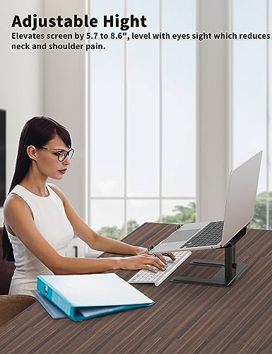 ALASHI Laptop Stand for Desk, Computer Stand Adjustable Height, Ergonomic Notebook Laptop Riser, Aluminum Metal Holder Compatible with 10 to 17.3 Inches Notebook PC Computer, Black - color: A-Black