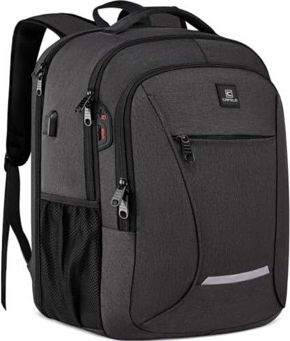 CAFELE Laptop Backpack, 17.3 Inch, Water-Repellent, USB Charging Port, for Business Travel School (Gray, 17.3 inches) - color: Gray