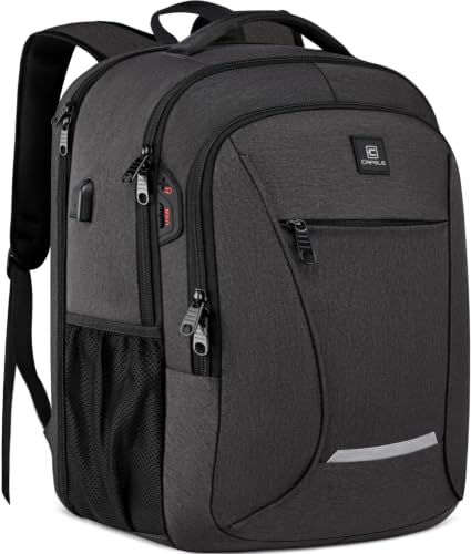 CAFELE Laptop Backpack, 17.3 Inch, Water-Repellent, USB Charging Port, for Business Travel School (Gray, 17.3 inches) - color: Gray