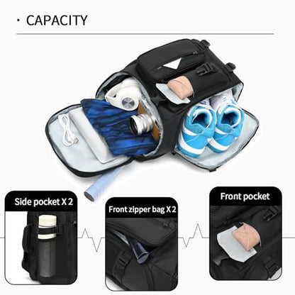 Kalesi Gym Duffle Bag Backpack 4-Way Waterproof with Shoes Compartment for travel Sport Hiking laptop - color: 02-black