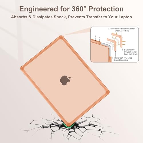MOSISO Compatible with MacBook Air 13 inch Case M5 2026 M4 M3 M2 2025-2022 | A3449 A3240 A3113 A2681, 3 in 1 Kit Crack-Resistant Heavy Duty Protective Hard Shell Case Cover with TPU Bumper,Cosmic Orange - color: Cosmic Orange